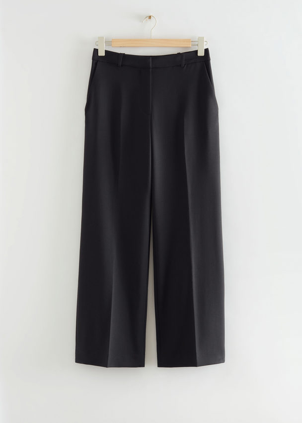 & Other Stories Mid-waist Straight Leg Trousers  Black