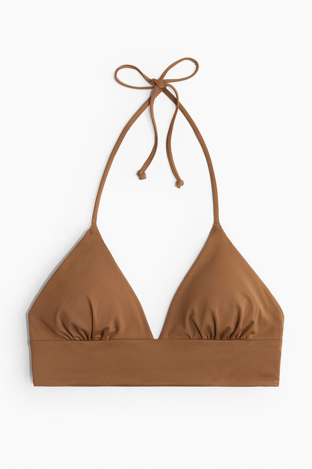 H&M Wattiertes Triangel-Bikinitop Braun