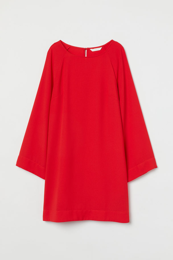 H&M Wide-sleeved Dress Bright Red
