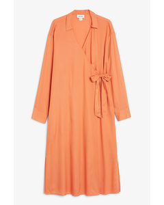 Wrap Midi Dress Orange