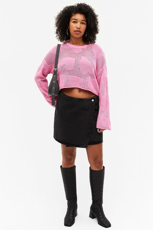Monki Knitted Openwork Sweater Bubblegum Pink