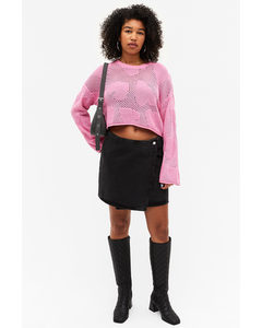 Knitted Openwork Sweater Bubblegum Pink