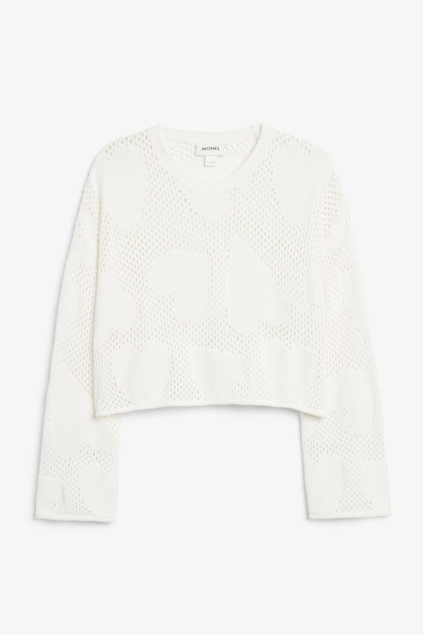 Monki Knitted Openwork Sweater White