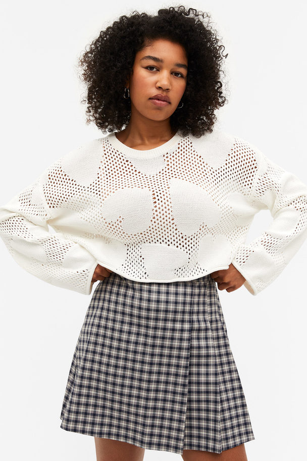 Monki Knitted Openwork Sweater White