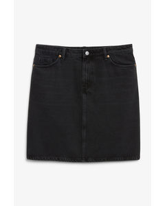 Denim Midi Skirt Washed Black