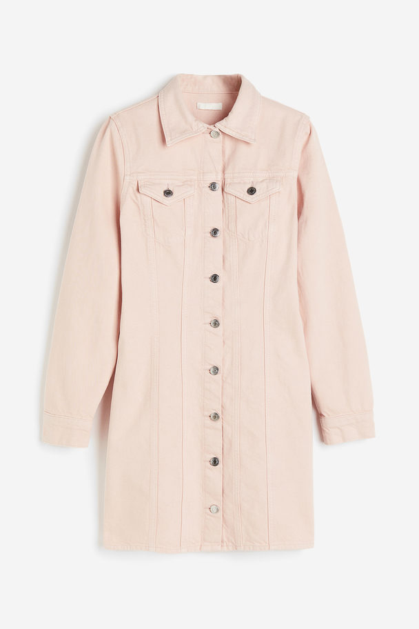 H&M Cotton Denim Dress Powder Pink