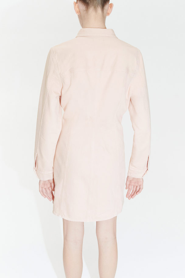 H&M Cotton Denim Dress Powder Pink