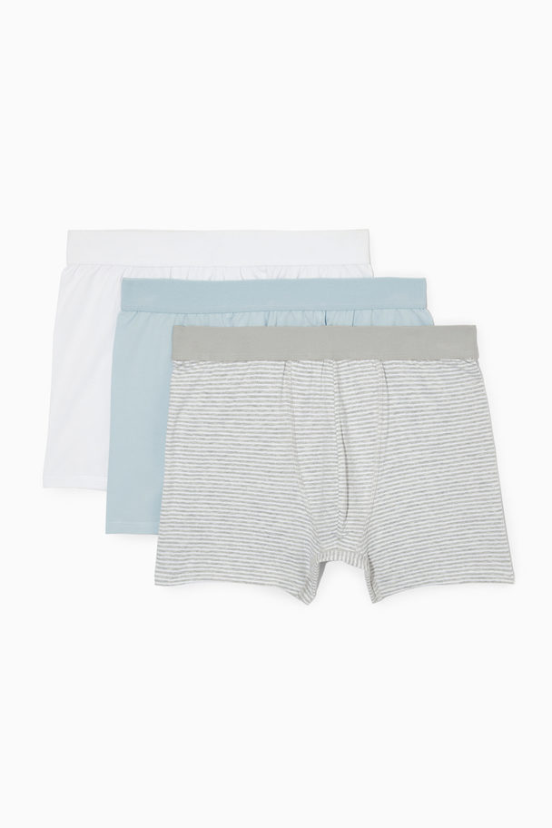 COS 3-pack Long Boxer Briefs White / Blue / Striped