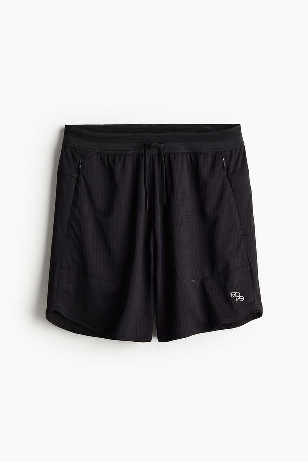 H&M Drymove™ Stretch Sports Shorts With Zipped Pockets Black