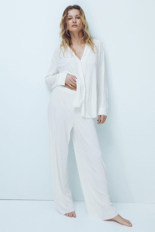 H&M Crinkled Trousers White