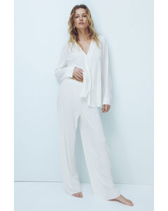 Crinkled Trousers White