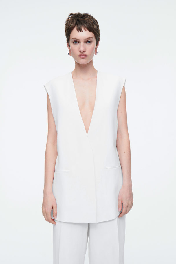 COS Clean Wrap-front Waistcoat White