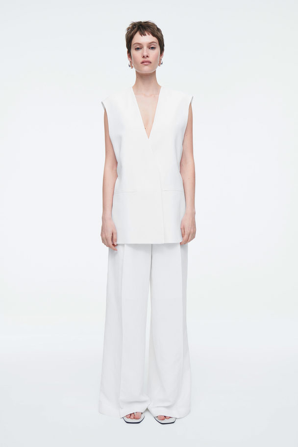 COS Clean Wrap-front Waistcoat White