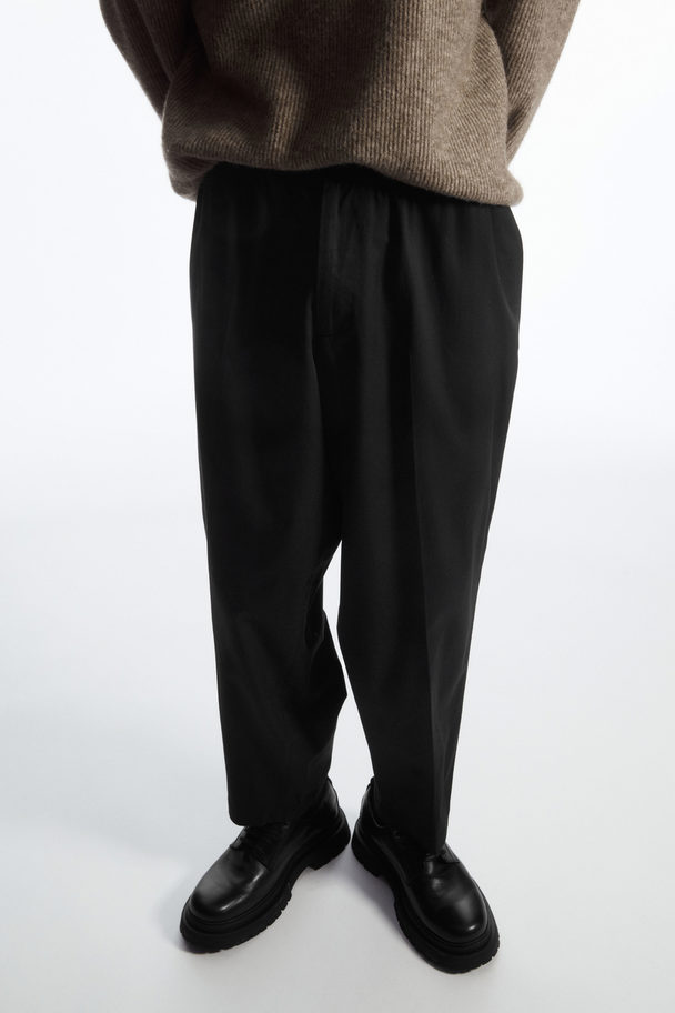 COS Tapered Elasticated Trousers Black