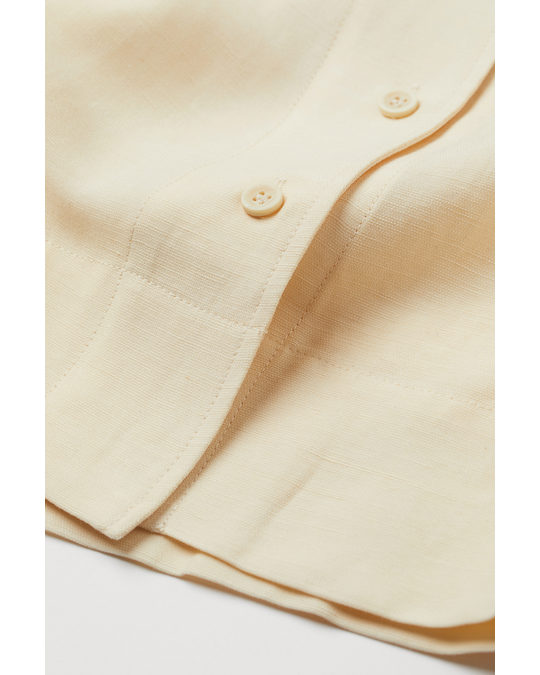 H&M Oversized Linen-blend Shirt Light Yellow