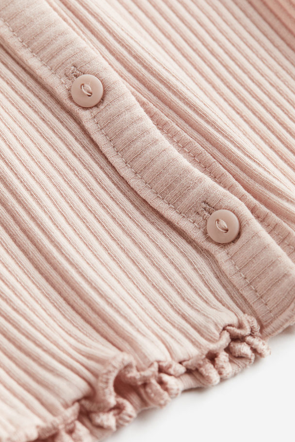 H&M Ribbed Jersey Cardigan Dusty Pink