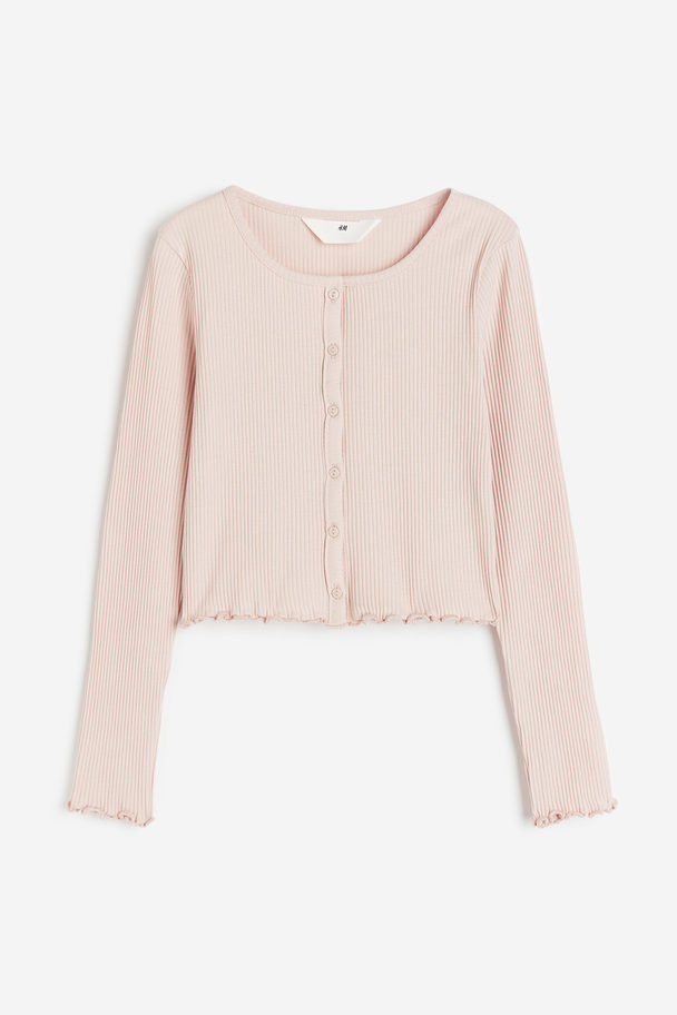 H&M Ribbed Jersey Cardigan Dusty Pink