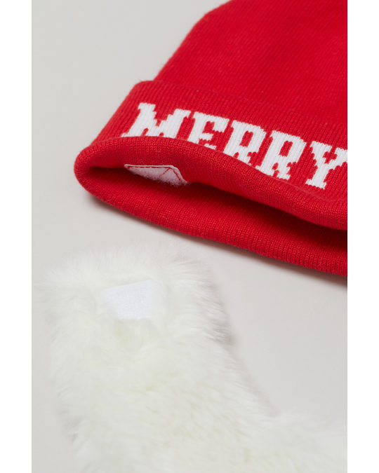 H&M Hat With Appliqués Red/santa Beard
