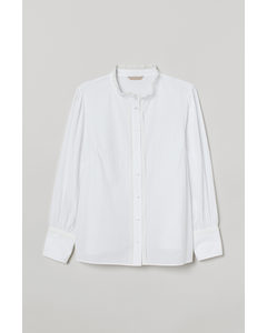 H&M+ Bluse mit Stickerei Weiß