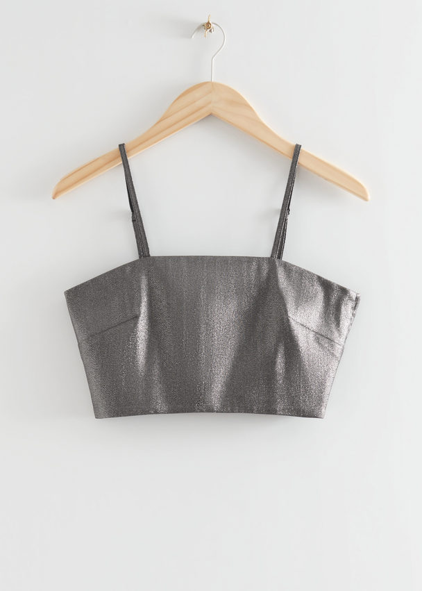 & Other Stories Metallic Strappy Cropped Top Silver