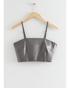 Metallic Strappy Cropped Top Silver
