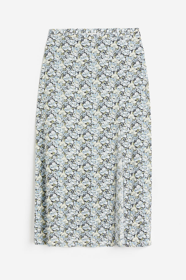 H&M Crêpe Skirt Light Blue/floral