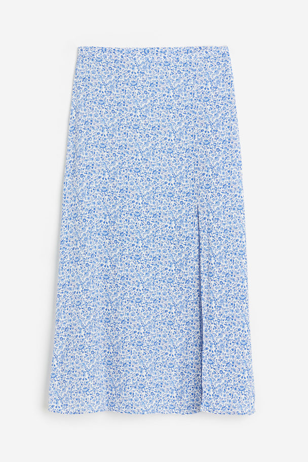 H&M Nauwsluitende Rok Wit/blauw Bloemen