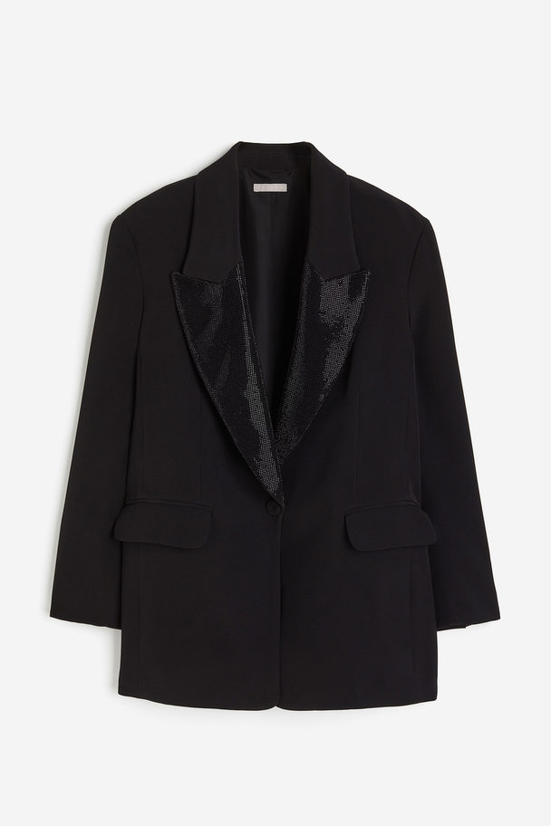 H&M Blazer mit Strass Schwarz