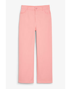 High-waisted Twill Trousers Pink