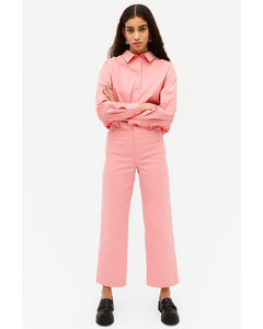 High-waisted Twill Trousers Pink