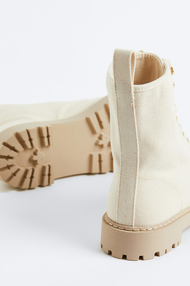 H&M Chunky Canvas Boots Cream