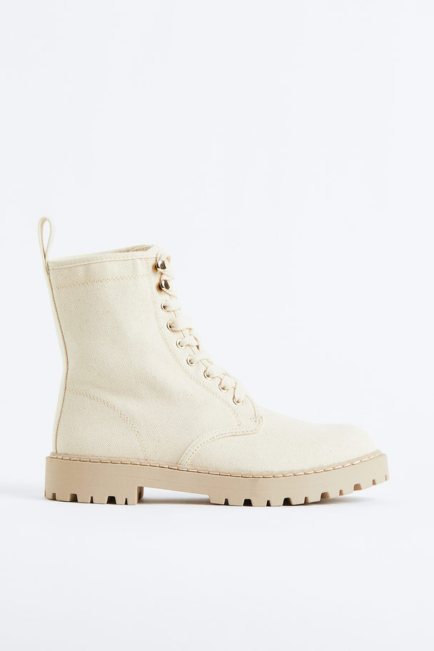 H&M Chunky Canvas Boots Cream