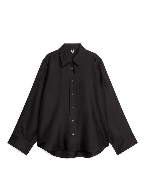 ARKET Silk Twill Shirt Black