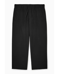 Wide-leg Drawstring Trousers Black