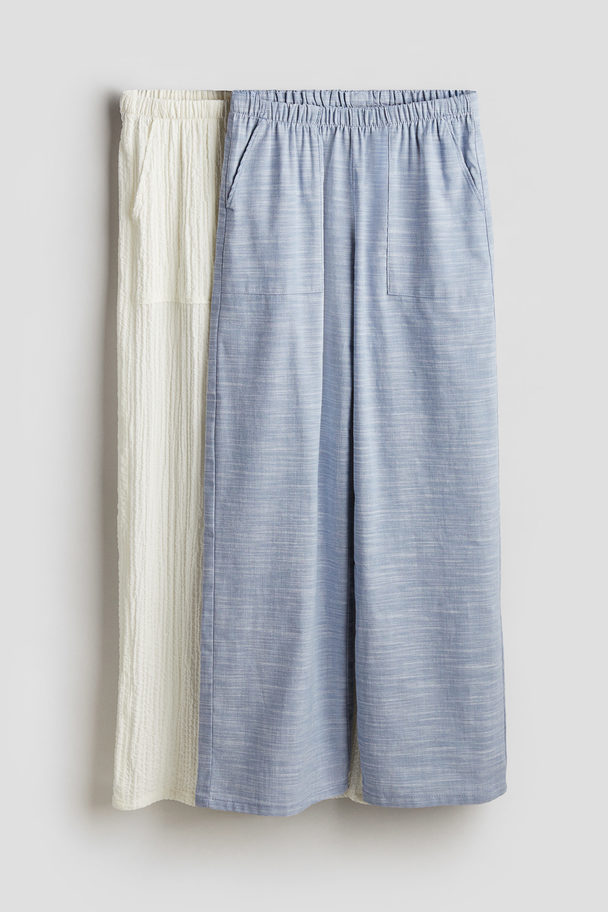 H&M 2-pack Pull-on Trousers Light Blue/cream
