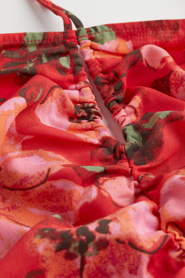 H&M Cropped Bluse Rot/Geblümt