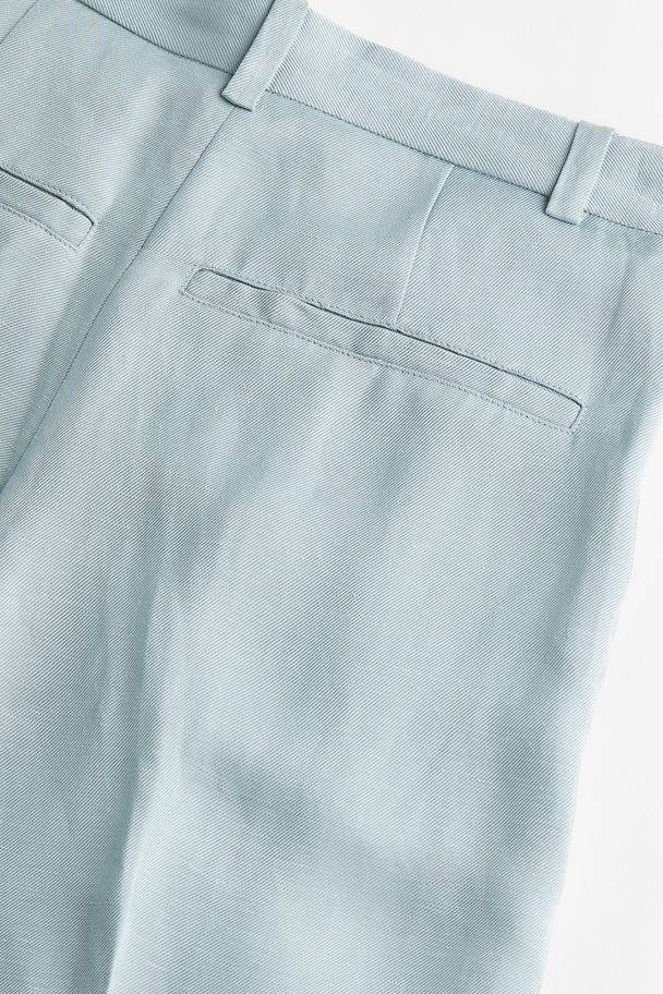 H&M Linen-blend Tailored Trousers Blue-grey