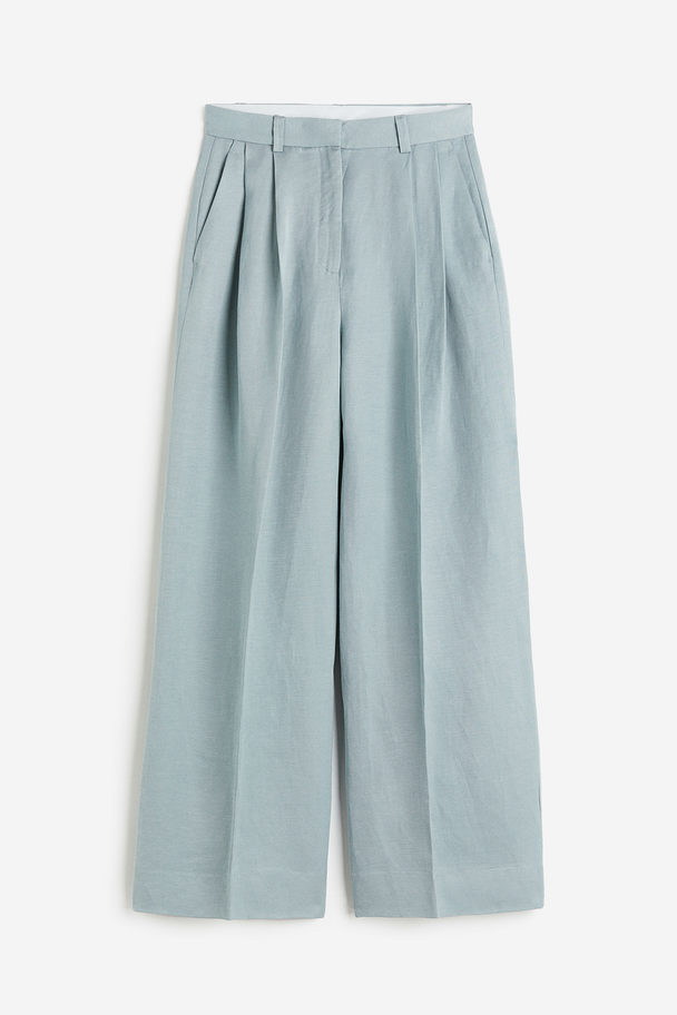 H&M Elegante Hose aus Leinenmix Blaugrau