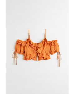 Off-Shoulder-Bluse mit Volant Orange
