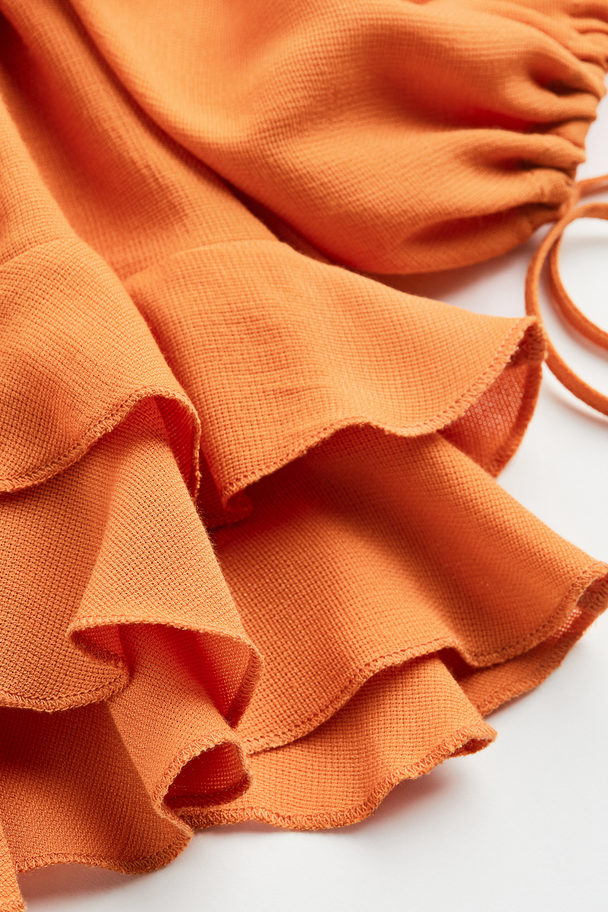 H&M Off Shoulder-bluse Med Volang Orange