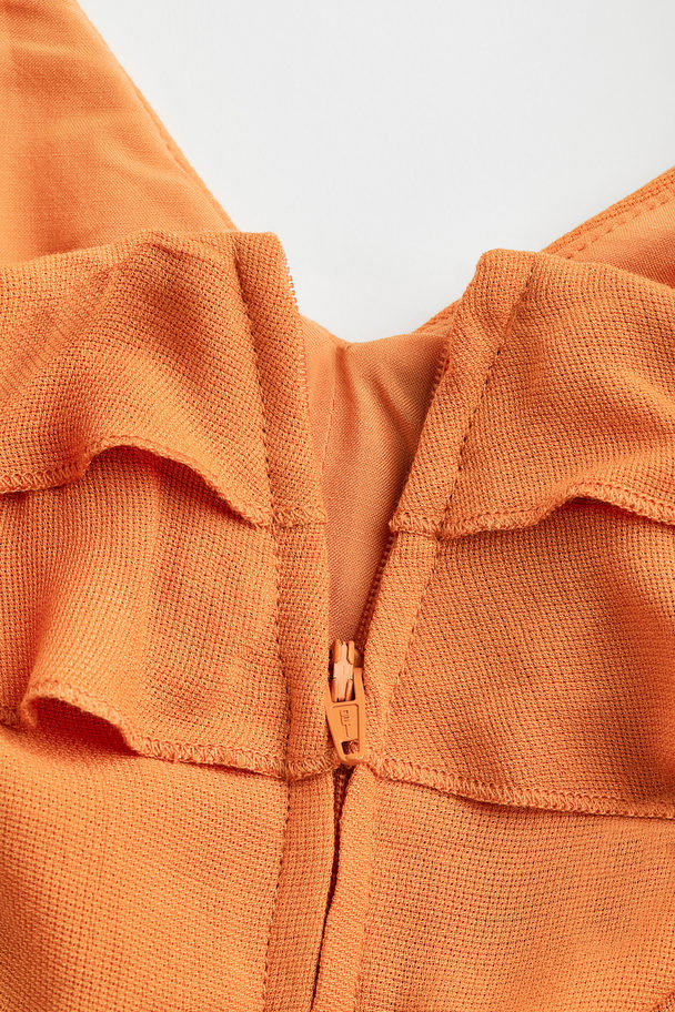 H&M Off Shoulder-bluse Med Volang Orange