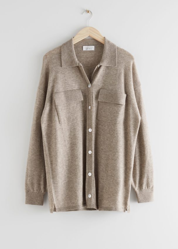 & Other Stories Oversized Wool Shirt Oatmeal