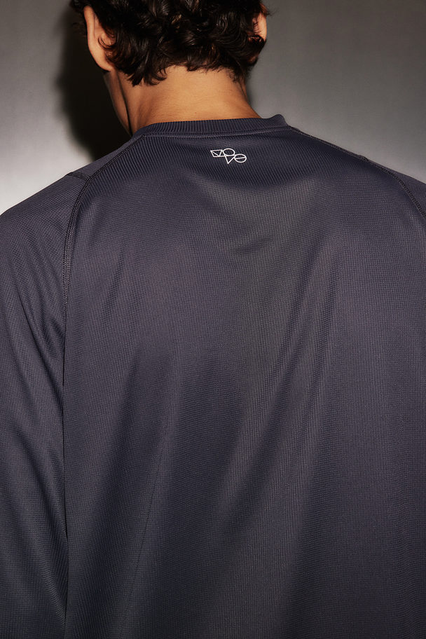 H&M DryMove™ Sportshirt mit Langarm Stahlblau