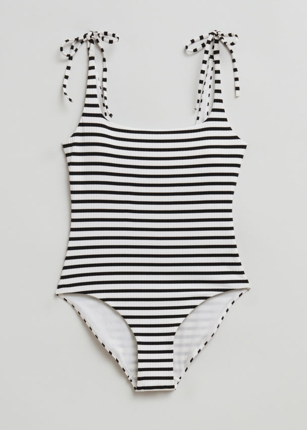 & Other Stories Ribbed Swimsuit Black/egret