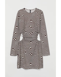 Cut-out Dress Dark Brown/patterned