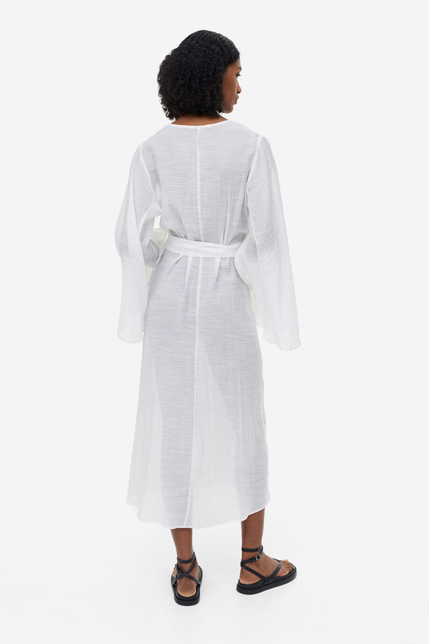 H&M Langes Wickelkleid Weiß