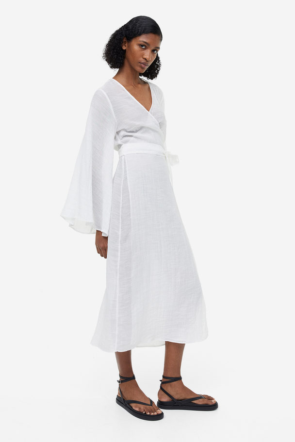 H&M Langes Wickelkleid Weiß