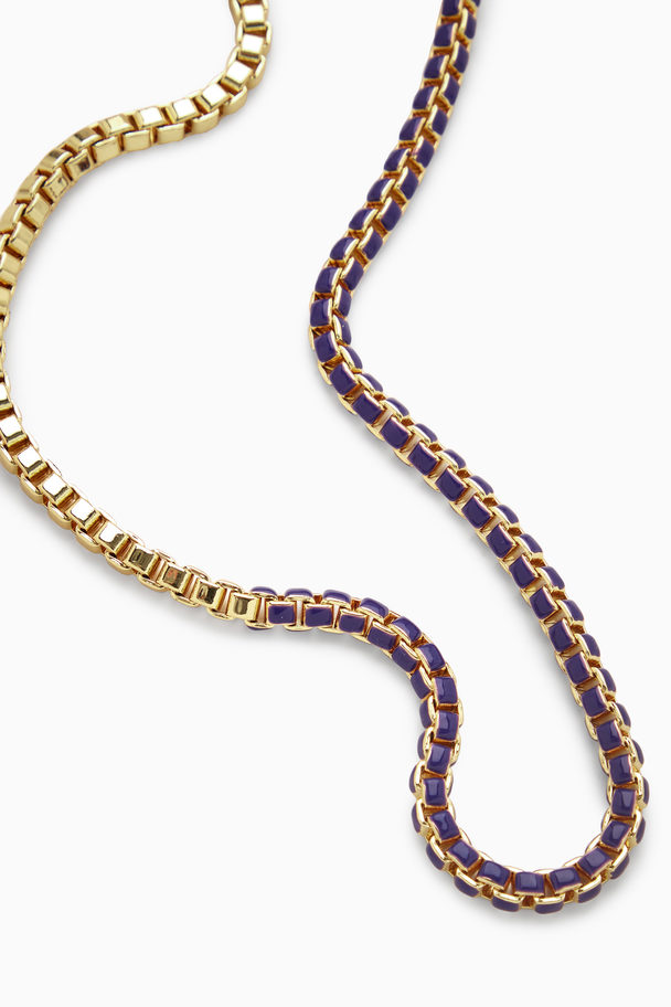 COS Coated Box-chain Necklace Gold / Blue
