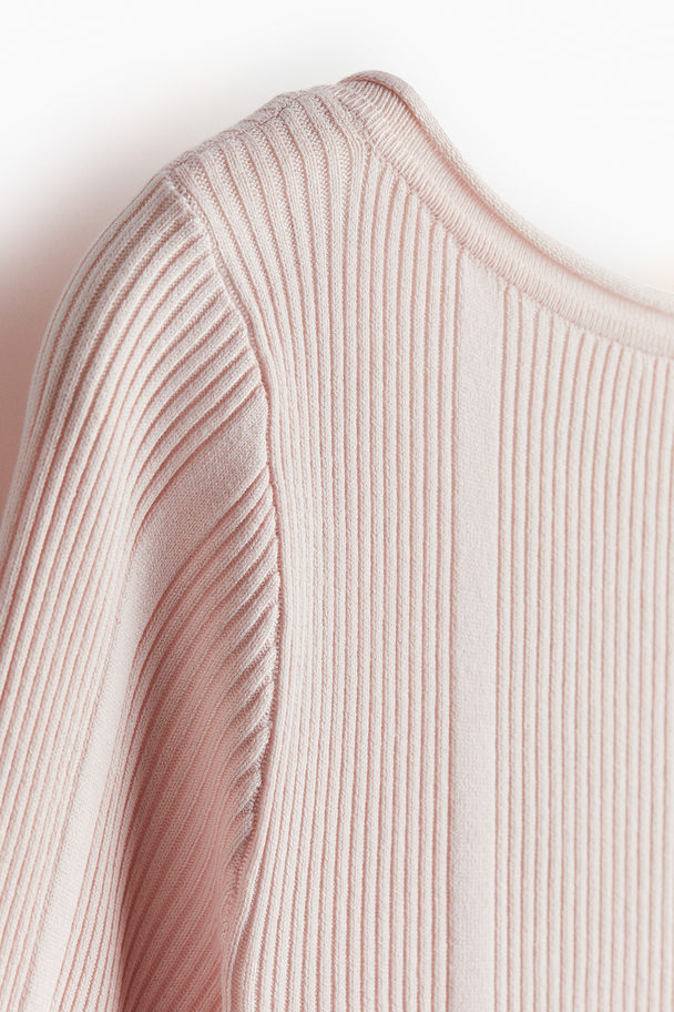 H&M Rib-knit Low-back Top Light Pink