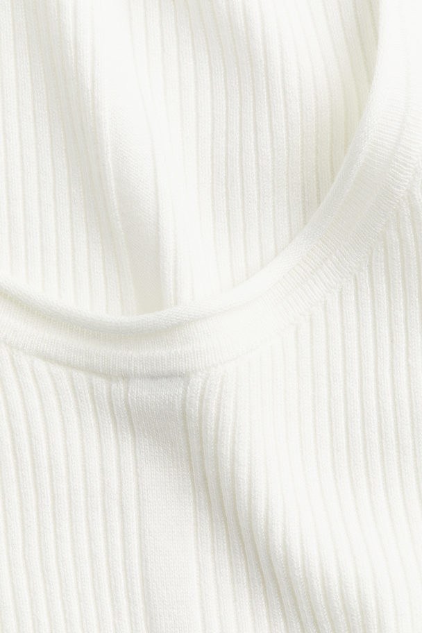 H&M Rib-knit Low-back Top Cream